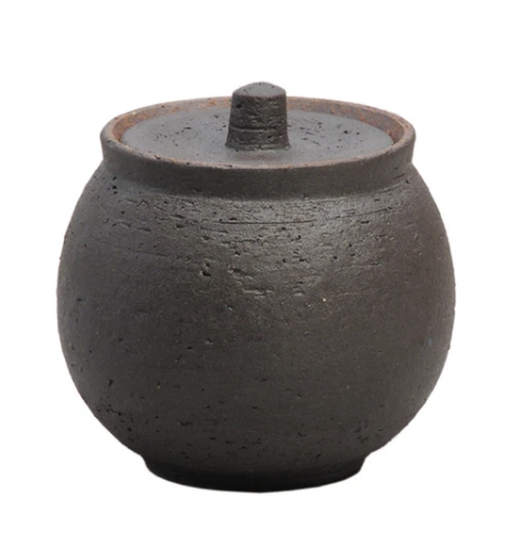 Shigaraki Handmade Salt Jar | Charcoal | Hechimon(Japan)