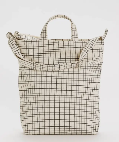 Zip Duck Bag | Natural Grid | Baggu (CA)