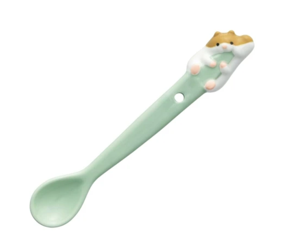 Ceramic Hanging Hamster Mug Spoon| Mint | Decole (Japan)