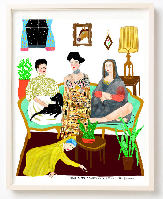 She was Constantly Looking for Her Earring Art Print | Kelly Puissegur (LA)