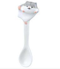 Load image into Gallery viewer, Ceramic Climbing Hamster Mug Spoon | Grey | Decole (Japan)
