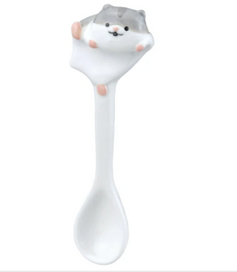 Ceramic Climbing Hamster Mug Spoon | Grey | Decole (Japan)