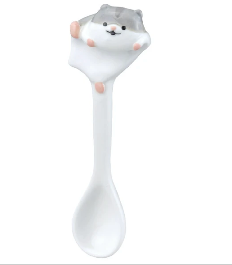 Ceramic Climbing Hamster Mug Spoon | Grey | Decole (Japan)