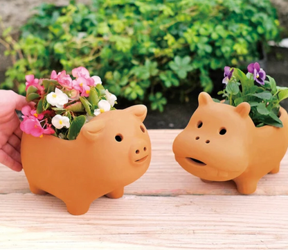 Terra Cotta Hippo Planter (Japan)