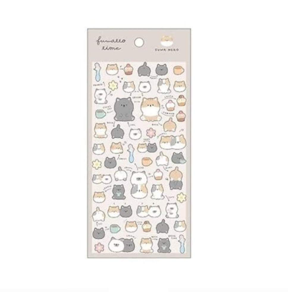 Fuwa Neko Fluffy Time Sticker Sheet (Japan)