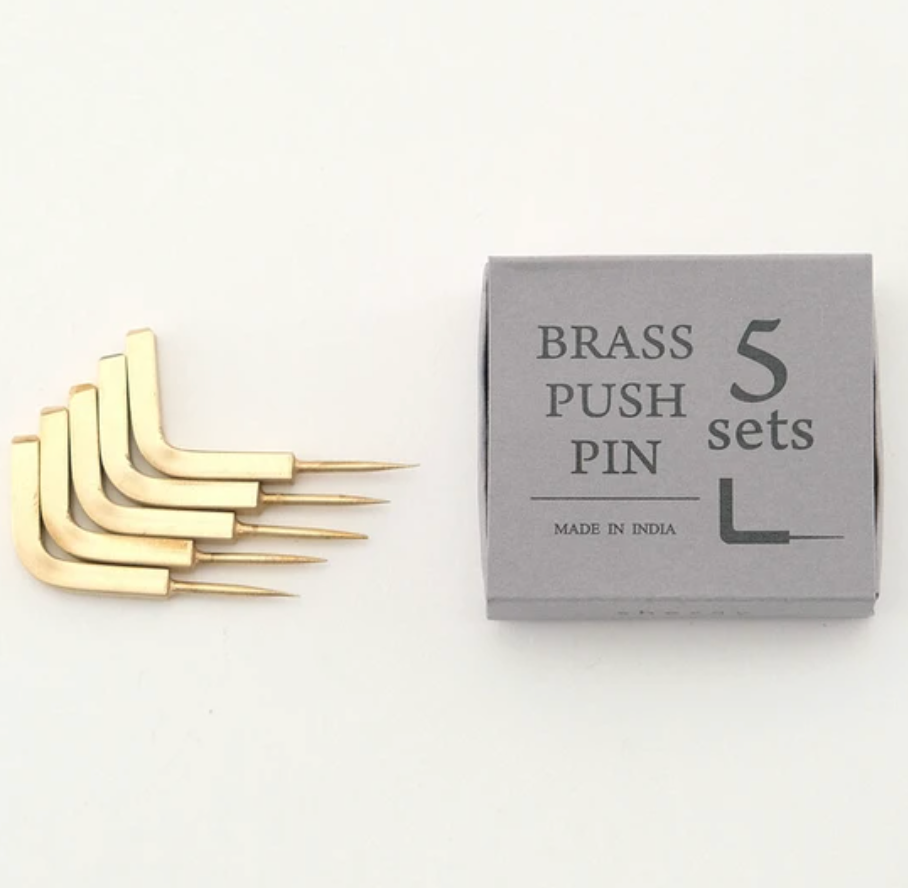 Brass L-Shaped Push PIn | Set of 5 | Shesay (Japan)