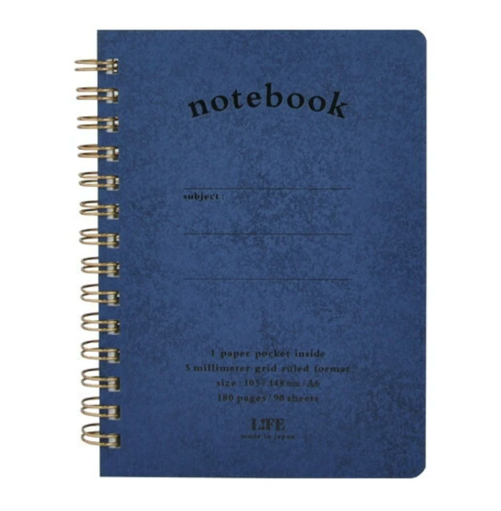 A6 Size Spiral Notebook with Pocket and Dividers | L!fe (Japan)