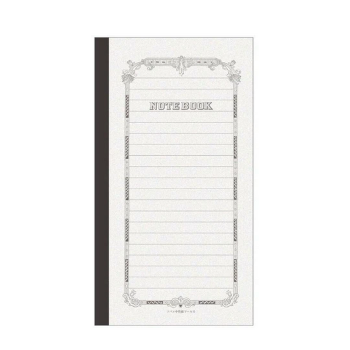 Notebook with decorative border and 'Note Book' text on a white background