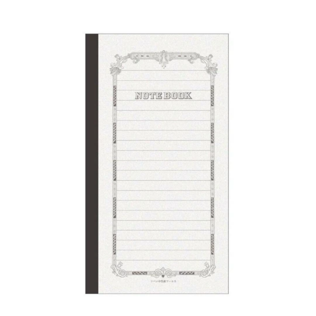 Notebook with decorative border and 'Note Book' text on a white background