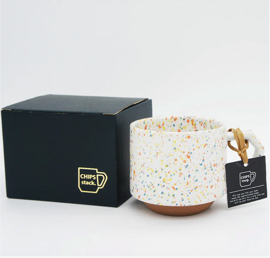 Stackable Ceramic Mug | Splash White/Orange | CHIPS Inc (Japan)