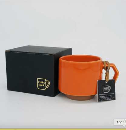 Stackable Ceramic Mug | Solid Orange | CHIPS Inc (Japan)