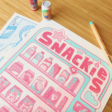 Load image into Gallery viewer, Snackies Risograph Print | PommoPress (NY)
