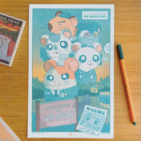 Twin Squeaks Risograph Print | PommoPress (NY)