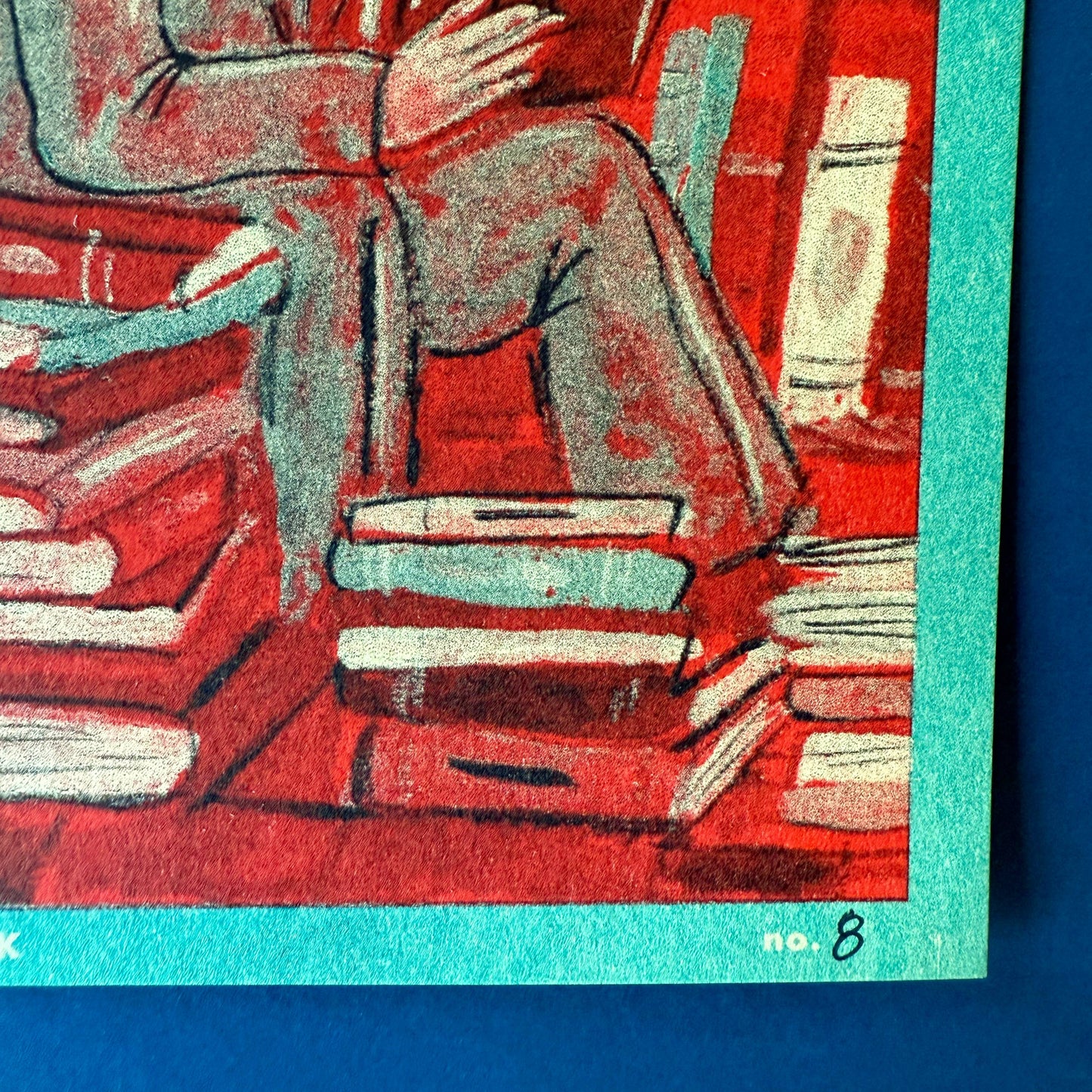 Reader in a Green Suit Risograph Art Print | Jill Kittock (MN)