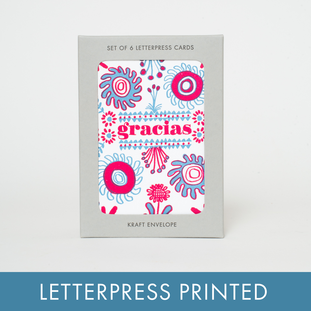 Boxed Set Gracias Thank You Letterpress Greeting Cards | Egg Press (OR)