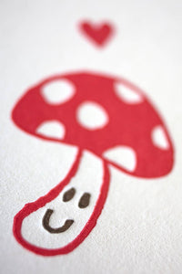 Grateful Mushroom Letterpress Flat Note Card | Fugu Fugu Press (CA)