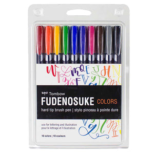Fudenosuke Colors Calligraphy Brush Pens | 10-Pack | Tombow (Japan