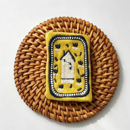 Embroidered Floral Cottage Brooch Pin