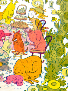 Doggy Tea Party Risograph Print | Natalie Andrewson (CA)