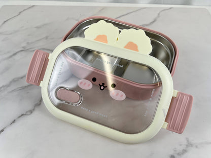 Rabbit Bunny Bento Lunch Box with Stainless Steel Interior Lining (Japan)