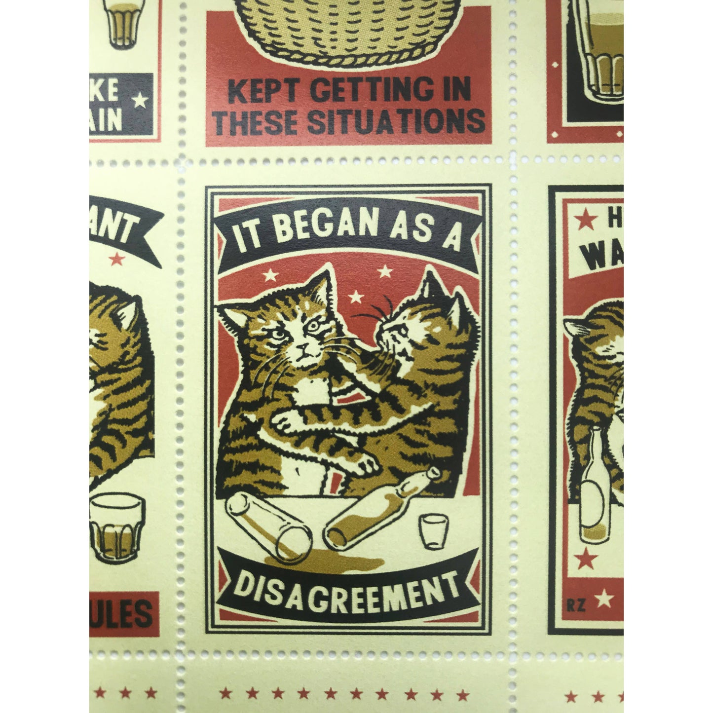 Portland Stamp Company Artist Series | Ravi Zupa & Arna Miller | Drunk Cats