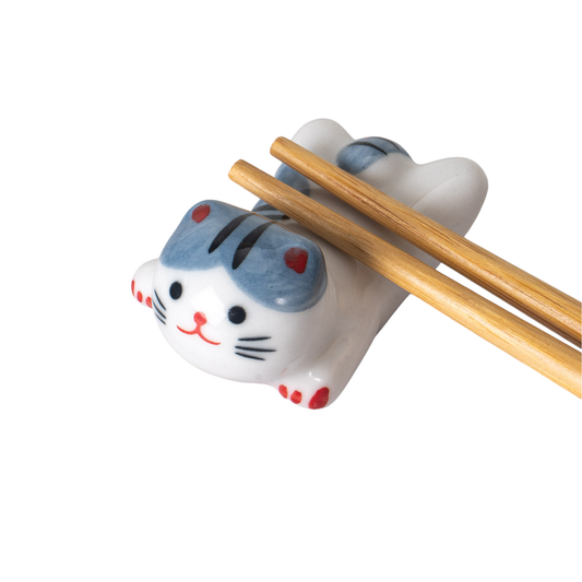 Cat Ceramic Chopsticks Rest | Gray + White