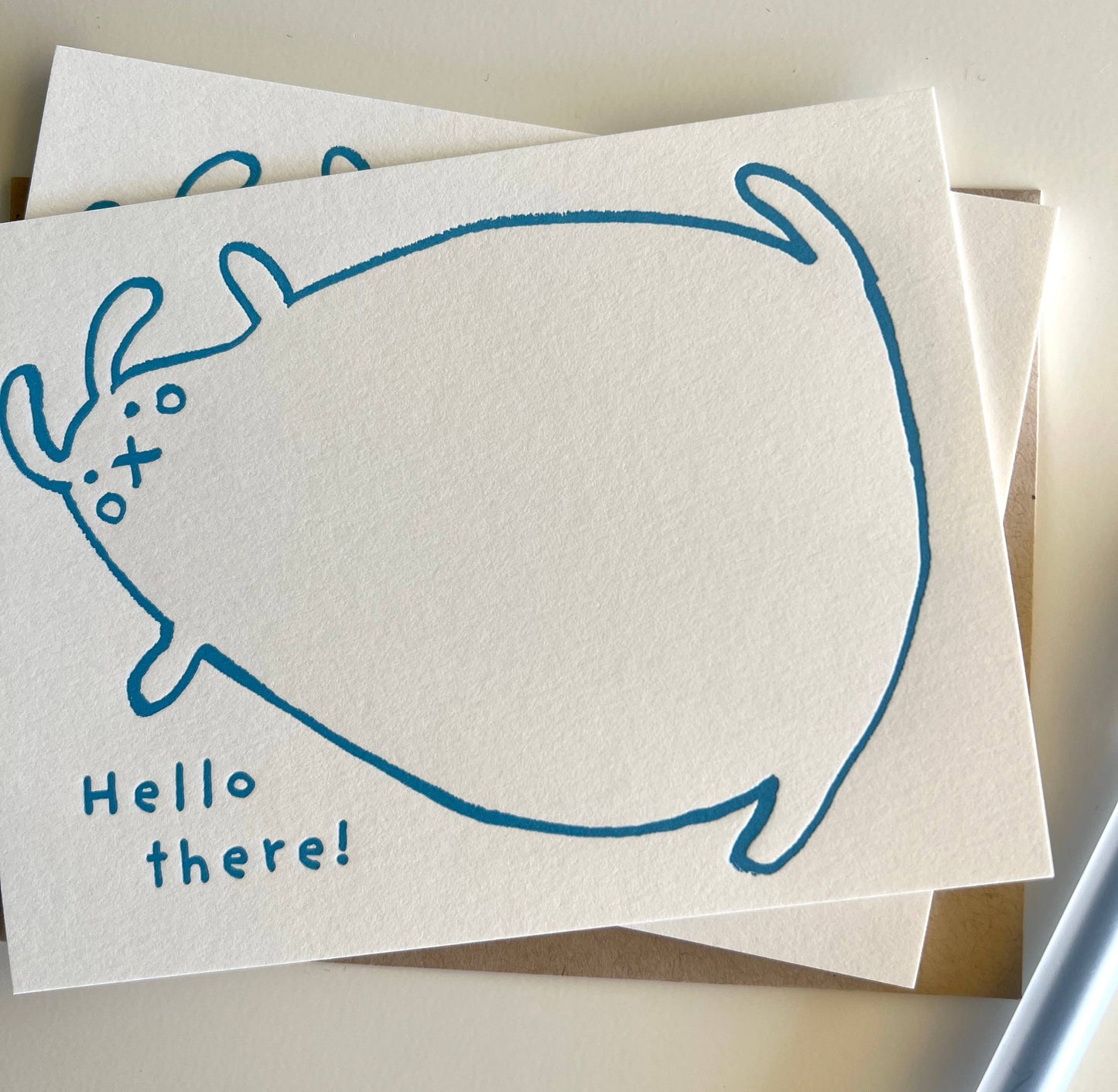 Hello Big Bunny Flat Letterpress Note Card