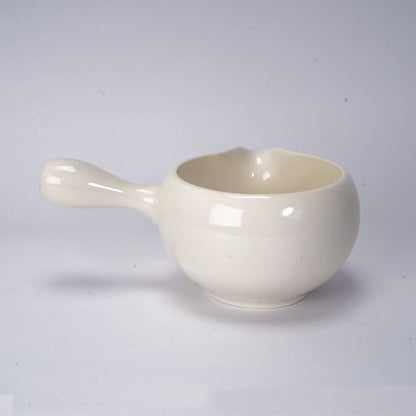 Side Handle Porcelain Katakuchi Matcha Bowl | Glossy White