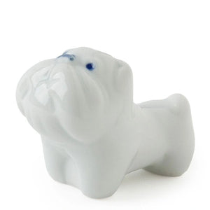 Ceramic Bulldog Chopstick Rest | White (Japan)