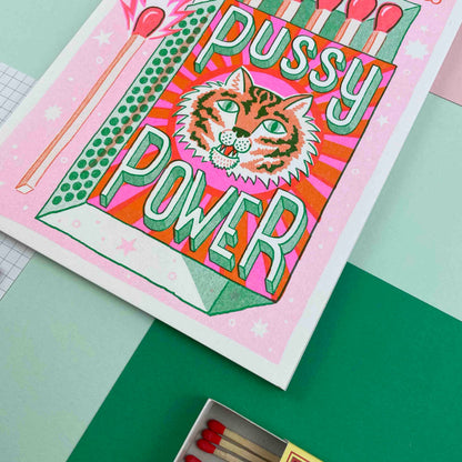 Pussy Power Matchbox A5 Risograph Print | Jacqueline Colley (UK)