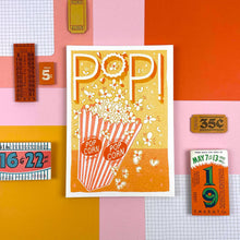 Load image into Gallery viewer, Pop! Popcorn A5 Risograph Print | Jacqueline Colley (UK)
