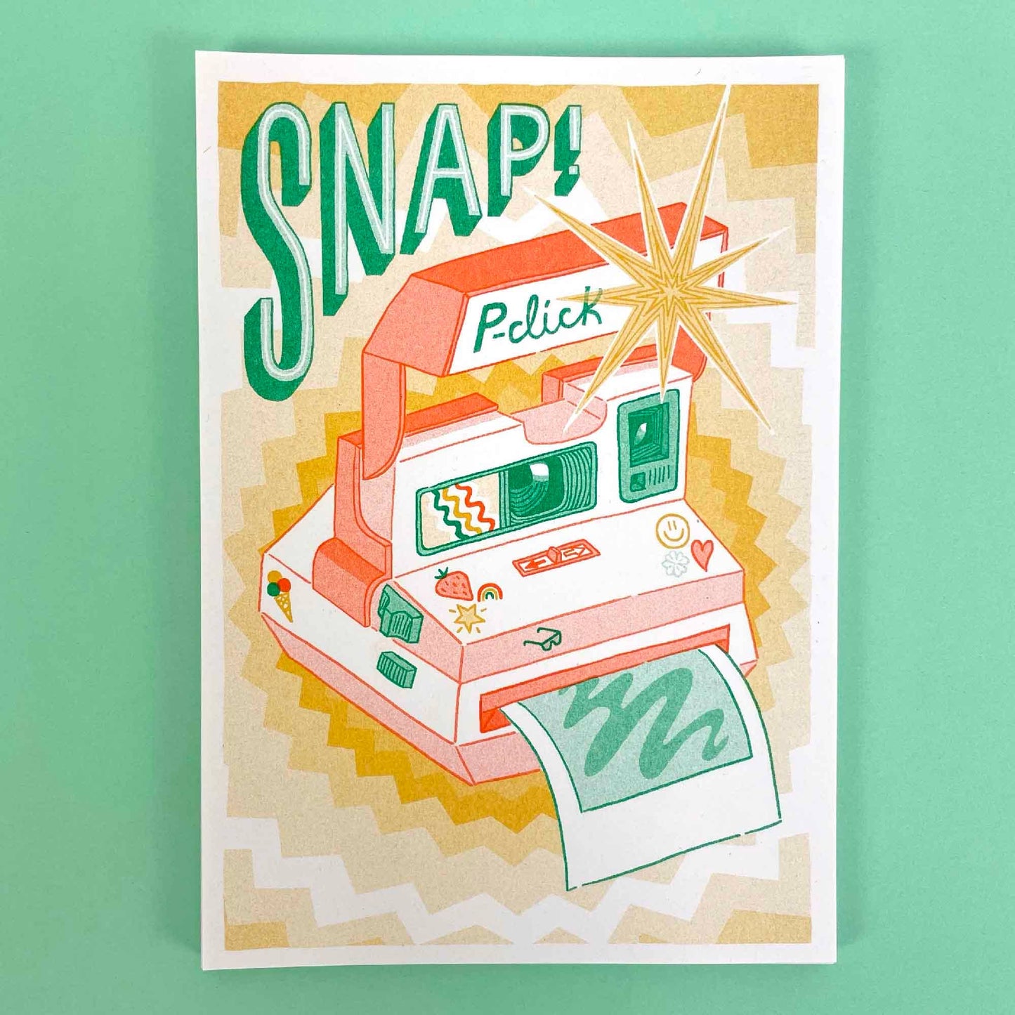 A5 Snap! Polaroid Camera Risograph Print | Jacqueline Colley (UK)