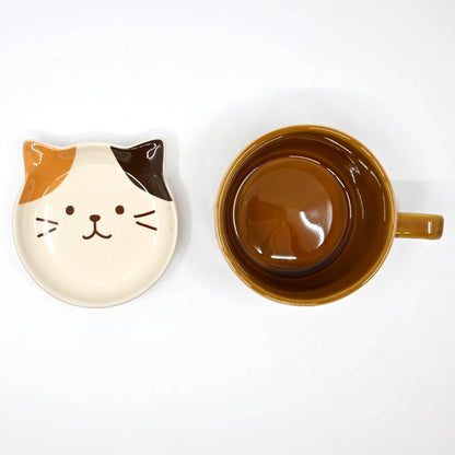 Calico Cat Coffee Mug With Saucer Lid | Nagomi (Japan)