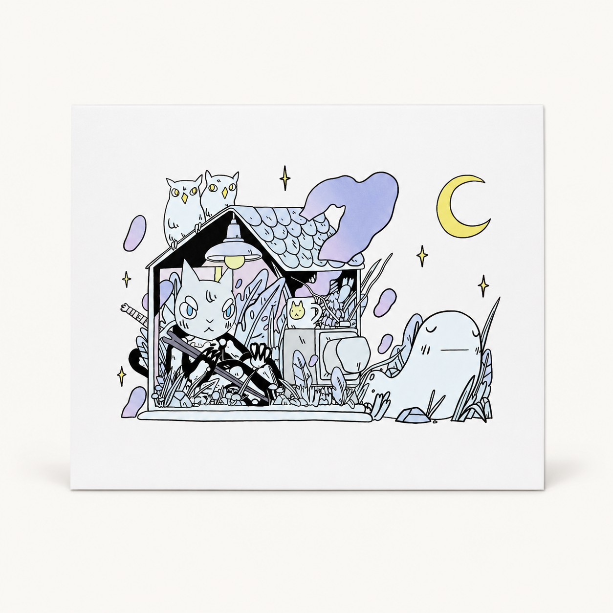 Angry House Cat Postcard Print | Deth P. Sun (CA)