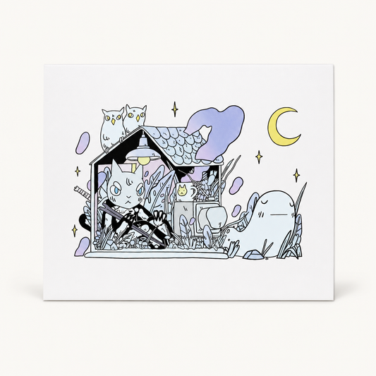 Angry House Cat Postcard Print | Deth P. Sun (CA)