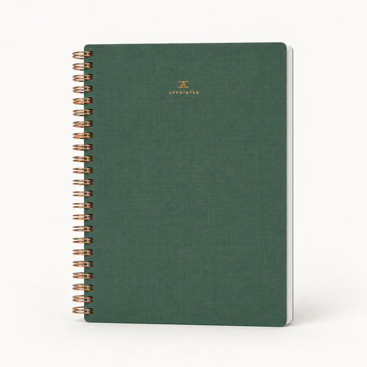 Appointed The Workbook with lined pages and Fern Green bookcloth cover