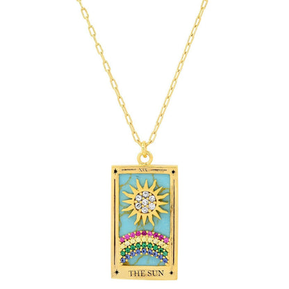 Tarot Card Necklace | Sun | 14K Gold/stainless steel | Christine Jehlickova (ONT)