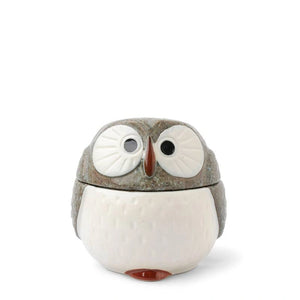 Ceramic Lidded Blue Owl Container (Japan)