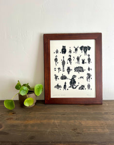 Animal Butt Alphabet Linocut Print | Ellen Orchard (TX)