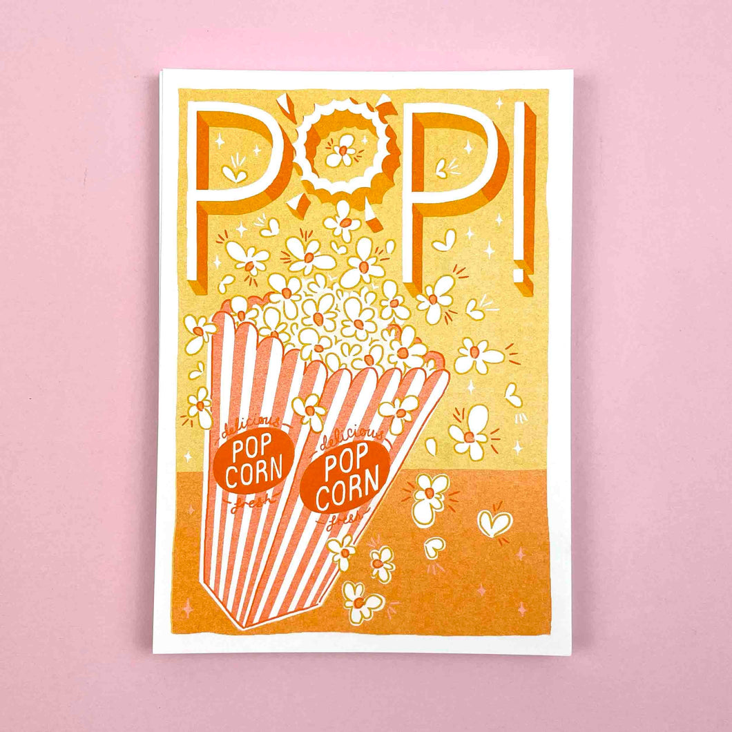 Pop! Popcorn A5 Risograph Print | Jacqueline Colley (UK)