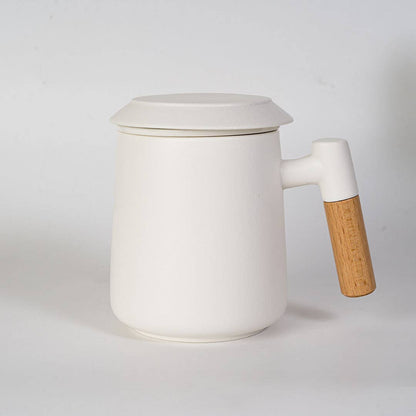 15oz Porcelain Tea Mug with Lid and Infuser | White