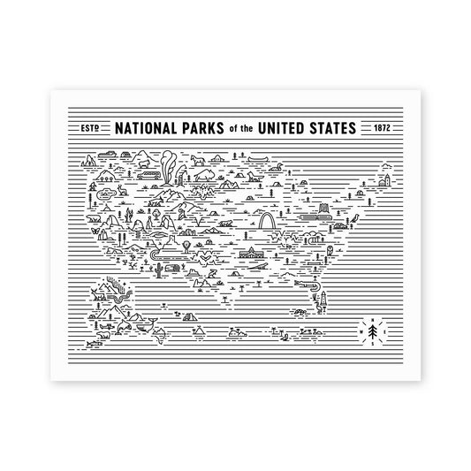 National Parks Map Art Print | Fell (UT)