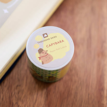 Capybara kiss-cut paper roll labels by Thousand Skies, alternate view 2