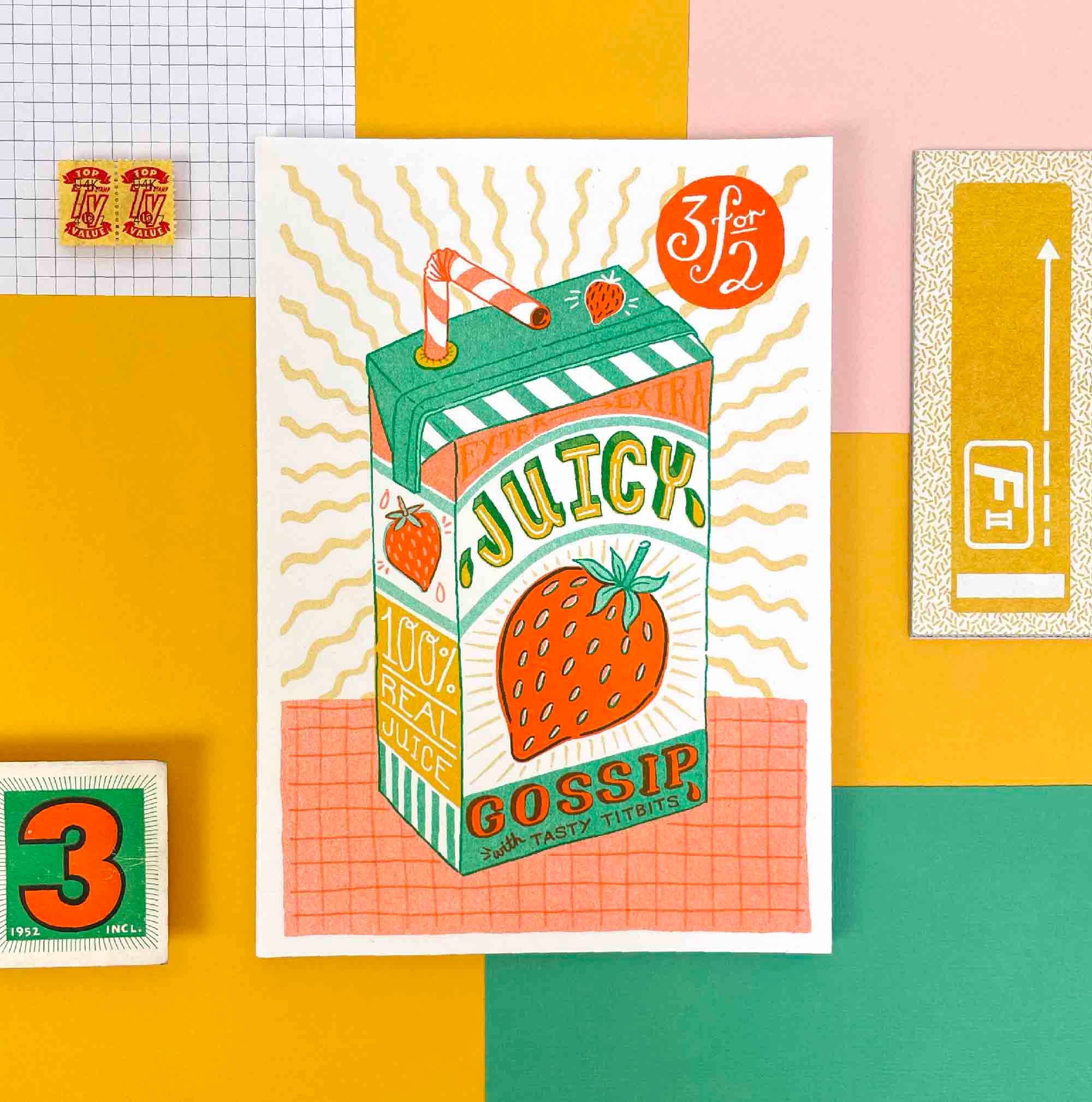 A5 Juicy Gossip Risograph Print | Jacqueline Colley (UK) – WE ARE 1976