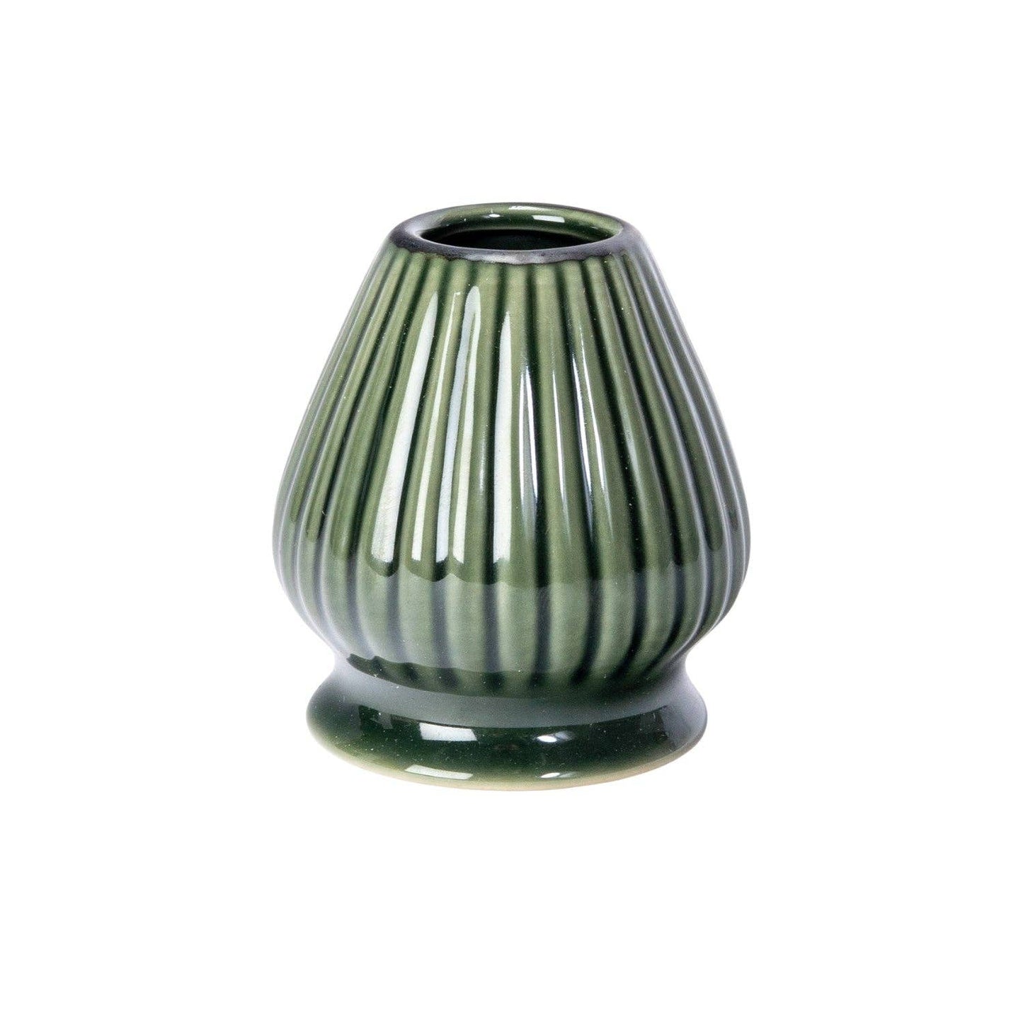 Dark Green Porcelain Matcha Whisk Stand | Ribbed Gloss