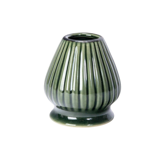 Dark Green Porcelain Matcha Whisk Stand | Ribbed Gloss