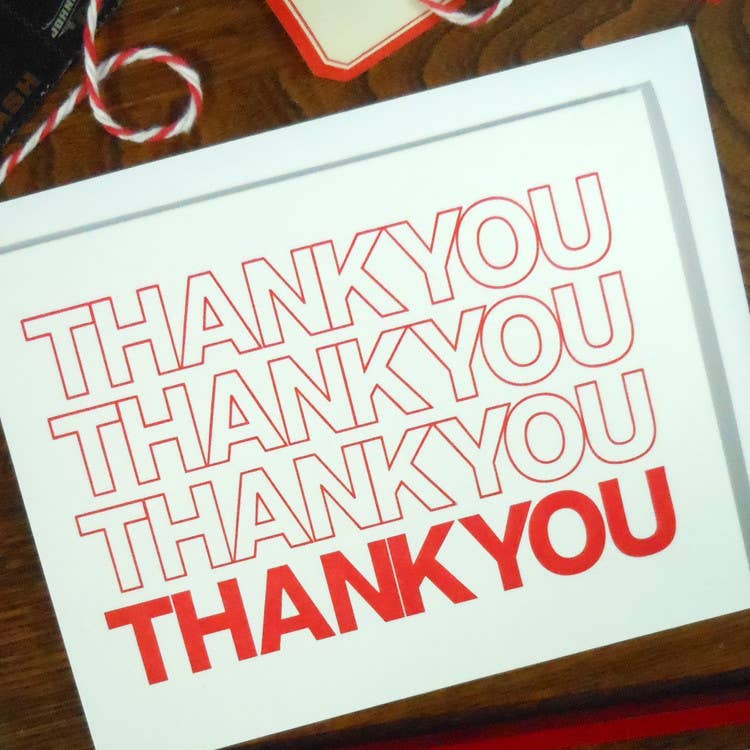 Thank You Bag Letterpress Card | Amber Favorite (IL)