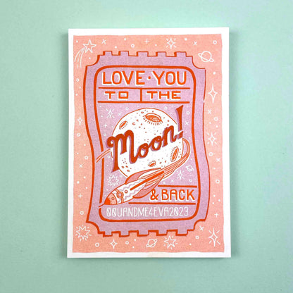 A5 to the Moon & Back Ticket, Risograph Print | Jacqueline Colley (UK)