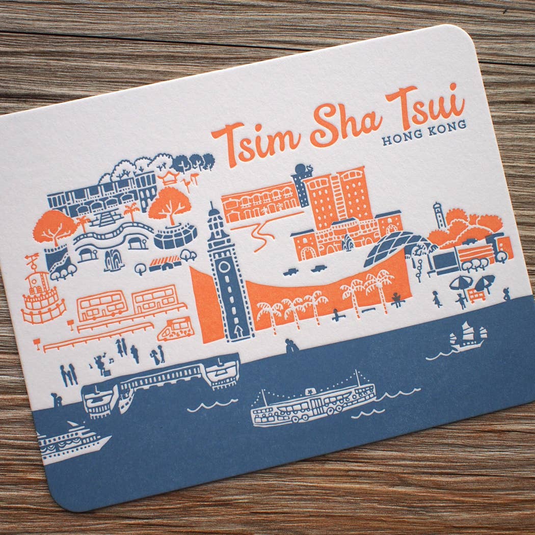 Tsim Sha Tsui Hong Kong Letterpress Postcard  | ditto ditto (HK)
