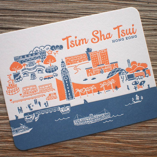Tsim Sha Tsui Hong Kong Letterpress Postcard  | ditto ditto (HK)